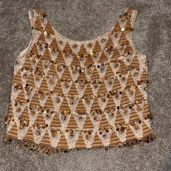 Vintage Jo-Ro Imports Sequin Top. Cream/Yellow. Medium, Wool. X - Picture 1 of 6